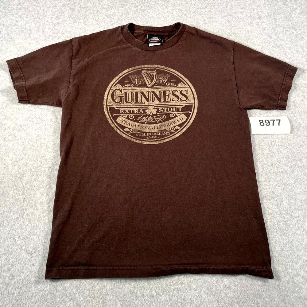 Guinness T Shirt Mens Medium Brown Cotton Short Sleeve Crew Neck Graphic Logo